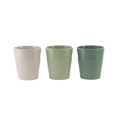 VASO CERAMICA BIANCO VERDE D.12.8 H14.2
